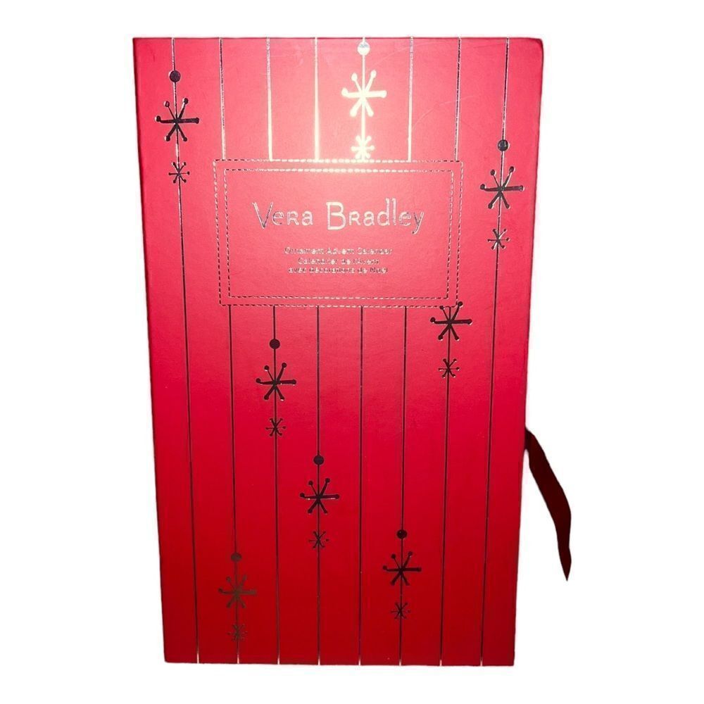 Vera Bradley Advent Calendar with 12 Glass Ornaments Christmas Holiday New